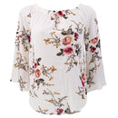 Women Girls Ladies Summer Casual Floral Print Off Shoulder Top S White
