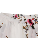 Women Girls Ladies Summer Casual Floral Print Off Shoulder Top XL White