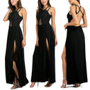 Women Girls Ladies Long Split Side Beach Dress Outfit M Black
