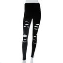 Women Fashionable Elastic High Waist Breathable Soft Running Yoga Pants Gym Fitness Cut Out Ripped Pants XL