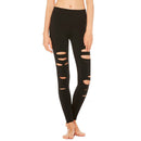 Women Fashionable Elastic High Waist Breathable Soft Running Yoga Pants Gym Fitness Cut Out Ripped Pants XL