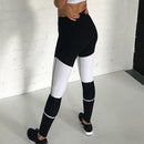 Women Fashionable Elastic High Waist Breathable Soft Black and White Running Yoga Pants Gym Fitness Pants S