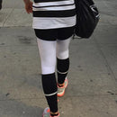 Women Fashionable Elastic High Waist Breathable Soft Black and White Running Yoga Pants Gym Fitness Pants M