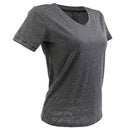 Womens Fashion Summer Casual Wear Clothing Plain V-Neck Hollow Out Short Sleeve T-Shirts Top Grey XL