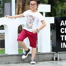 Kids Boys Fashionable Adjustable Waistline Convenient Wear Capri Short Pants Casual Knee Cotton Pants Wine Red 120 Size