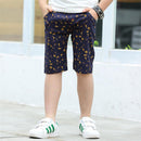 Kids Boys Children Fashionable Adjustable Waistline Convenient Wear Capri Short Pants Casual Knee Cotton Pants Dark Blue 120
