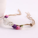 Rustic Flower Tie Back Headband Boho Newborn Girl Baby Beach Hairband