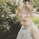 Rustic Flower Tie Back Headband Boho Newborn Girl Baby Beach Hairband