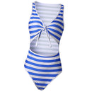 Women Girls Fashionable Bowknot Front Design Summer Bikini Swimwear Swim Clothing Set Blue M