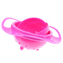 Pink Baby Non Spill Feeding Toddler Gyro Bowl Rotating Cup
