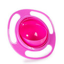 Pink Baby Non Spill Feeding Toddler Gyro Bowl Rotating Cup