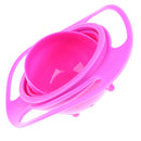 Pink Baby Non Spill Feeding Toddler Gyro Bowl Rotating Cup