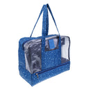 Girls Waterproof Wet Clothes Beach Bag Tote Diaper Gym HandBag Tote with Shoes Compartment Blue