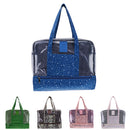 Girls Waterproof Wet Clothes Beach Bag Tote Diaper Gym HandBag Tote with Shoes Compartment Blue