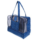 Girls Waterproof Wet Clothes Beach Bag Tote Diaper Gym HandBag Tote with Shoes Compartment Blue