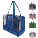Girls Waterproof Wet Clothes Beach Bag Tote Diaper Gym HandBag Tote with Shoes Compartment Blue