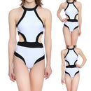 Women Fashionable Soft Comfortable Padded Halter High Neck Backless Swimsuit Swimwear Summer Beachwear Party Vacation Clothing Accessory White S