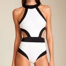 Women Fashionable Soft Comfortable Padded Halter High Neck Backless Swimsuit Swimwear Summer Beachwear Party Vacation Clothing Accessory White XL