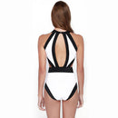 Women Fashionable Soft Comfortable Padded Halter High Neck Backless Swimsuit Swimwear Summer Beachwear Party Vacation Clothing Accessory White XL