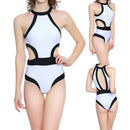 Women Fashionable Soft Comfortable Padded Halter High Neck Backless Swimsuit Swimwear Summer Beachwear Party Vacation Clothing Accessory White XL