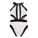 Women Fashionable Soft Comfortable Padded Halter High Neck Backless Swimsuit Swimwear Summer Beachwear Party Vacation Clothing Accessory White XL