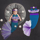 0-3Y Babies Girls Kids Knitted Cute Lovely Mermaid Headband Bra Tail Costume