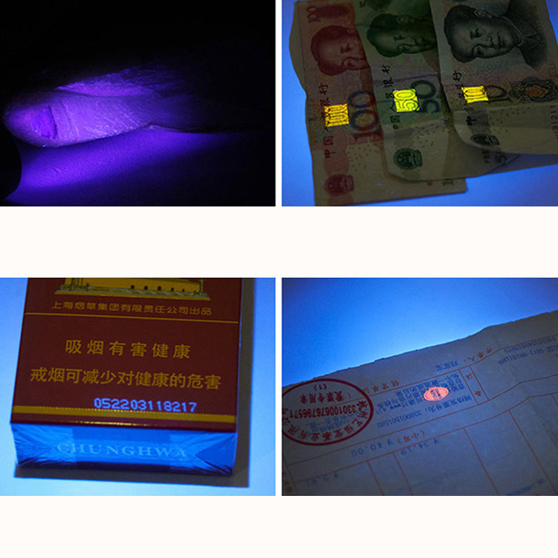 Three-in-one Flashlight White light + Laser +365 White Light USB Rechargeable Mini LED Flashlight Outdoor Work Light Laser Light