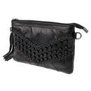 Soft PU Leather Small Satchel Shaped Crossbody Bag with Rivets and Tassel