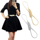 Vintage Retro Skinny Belt Women's Leaf Clasp Front Metal Waist Strap Elastic Stretch
