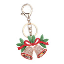 Merry Christmas Bell Keychain Phone Car Purse Crystal Keyring Xmas Gift