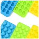 Gummy Hearts Stars & Shells Molds 3 Pcs, Silicone Candy Molds 45 Cavities with Bonus Dropper (Green, Yellow, Blue)