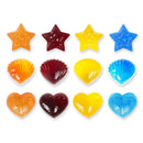 Gummy Hearts Stars & Shells Molds 3 Pcs, Silicone Candy Molds 45 Cavities with Bonus Dropper (Green, Yellow, Blue)