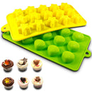 Gummy Hearts Stars & Shells Molds 3 Pcs, Silicone Candy Molds 45 Cavities with Bonus Dropper (Green, Yellow, Blue)