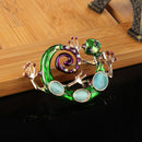 Green Opals Enamel Enmaltes Lizard Gecko Snake Brooches For Women