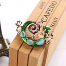 Green Opals Enamel Enmaltes Lizard Gecko Snake Brooches For Women