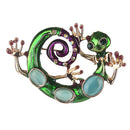 Green Opals Enamel Enmaltes Lizard Gecko Snake Brooches For Women