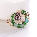 Green Opals Enamel Enmaltes Lizard Gecko Snake Brooches For Women