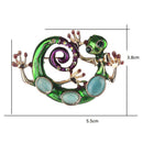Green Opals Enamel Enmaltes Lizard Gecko Snake Brooches For Women