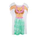 Funny Women Hawaiian Hula Skirt Bikini Casual T-shirt Tee Tops Birthday Gift