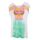 Funny Women Hawaiian Hula Skirt Bikini Casual T-shirt Tee Tops Birthday Gift