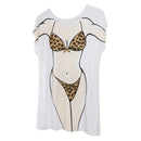Funny Women Leopard Bikini Cover-up T-shirt Tee Tops Birthday Gift Pajamas