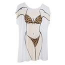 Funny Women Leopard Bikini Cover-up T-shirt Tee Tops Birthday Gift Pajamas