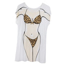 Funny Women Leopard Bikini Cover-up T-shirt Tee Tops Birthday Gift Pajamas