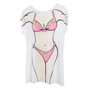 Fun Women Flower Pink Bikini Cover-up T-shirt Tee Tops Birthday Gift Pajamas