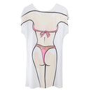 Fun Women Flower Pink Bikini Cover-up T-shirt Tee Tops Birthday Gift Pajamas