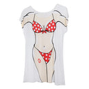 Fashion Women Ladies Red Polka Dots Bikini Cover-up T-shirt Tee Tops Birthday Pajamas Hen Night Sleepwear