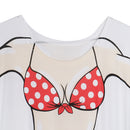 Fashion Women Ladies Red Polka Dots Bikini Cover-up T-shirt Tee Tops Birthday Pajamas Hen Night Sleepwear