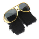Novelty Elvis Gold Sunglasses Funny Beard Glasses 70s 80s Disco Fancy Dress Accessories