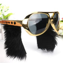 Novelty Elvis Gold Sunglasses Funny Beard Glasses 70s 80s Disco Fancy Dress Accessories