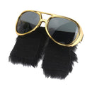 Novelty Elvis Gold Sunglasses Funny Beard Glasses 70s 80s Disco Fancy Dress Accessories